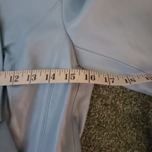 WHBM LIGHT BLUE LEATHER JACKET - Picture 13 of 16